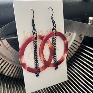 Bloody Red Circle Dangling Earrings, Halloween, Spooky, Friday Earrings